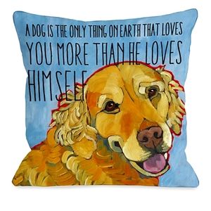 Golden retriever accent pillows with text